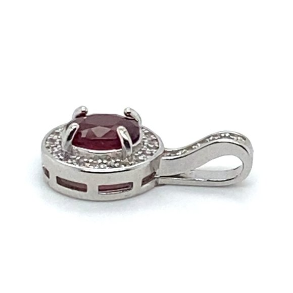 Red Tourmaline 1.00ct White Gold Finish Solid 925 Sterling Silver Pendant - Picture 4 of 7